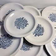 Set of 10 antique Lunéville flat plates – blue floral decoration