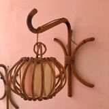 Vintage rattan wall lamps 60s, sold by 2