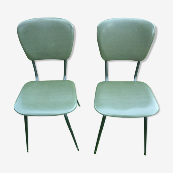 2 Chairs in green skaï