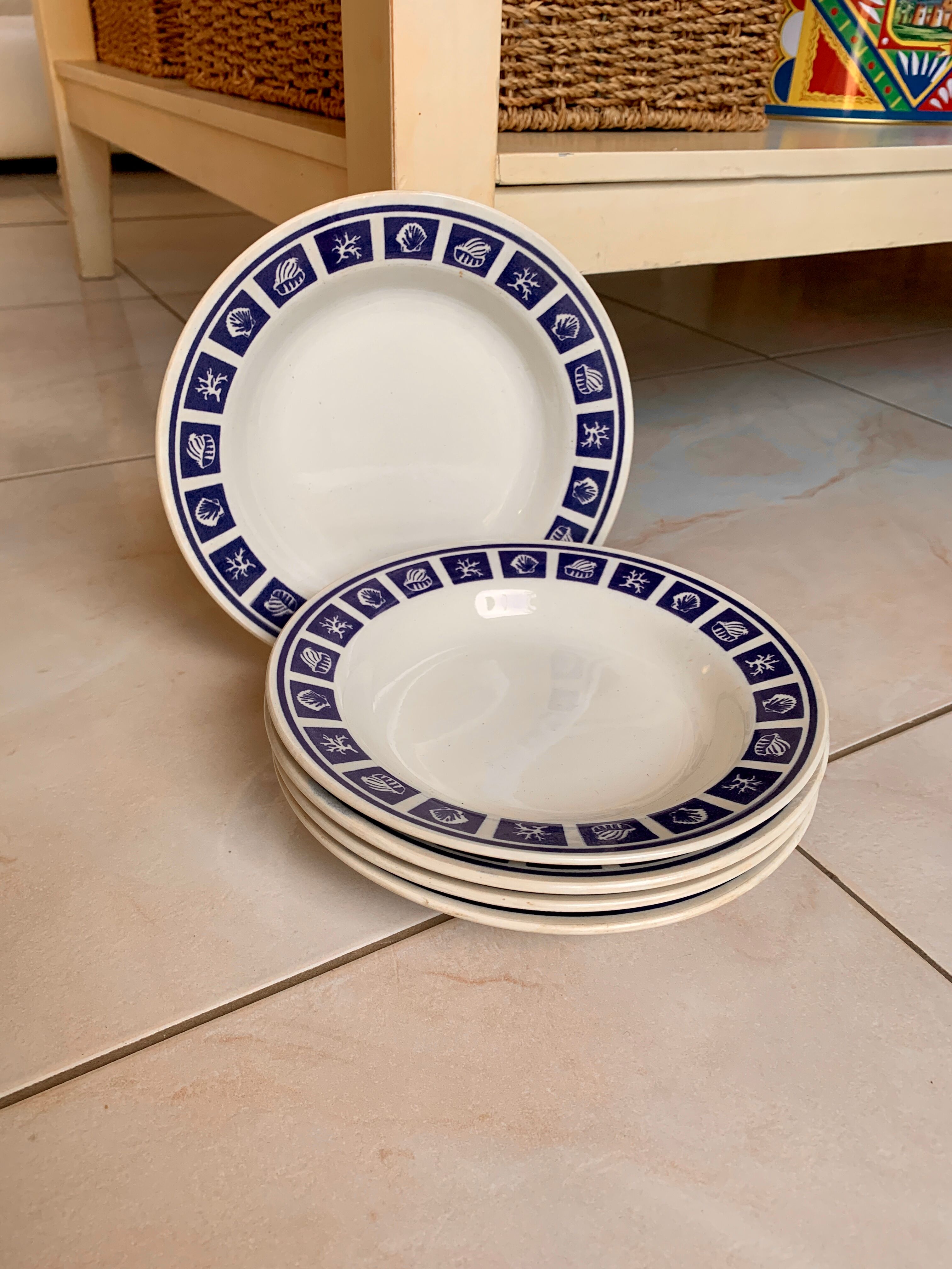 Vintage plates sea pattern