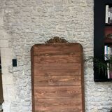 Antique Louis-Philippe fireplace mirror with pediment and beading, 174.5cm