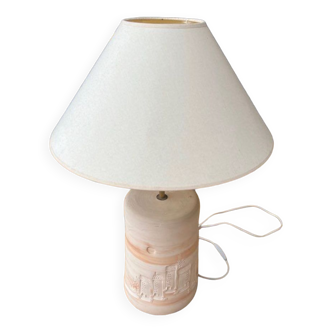 Lampe pied en terre cuite et abat jour tissu