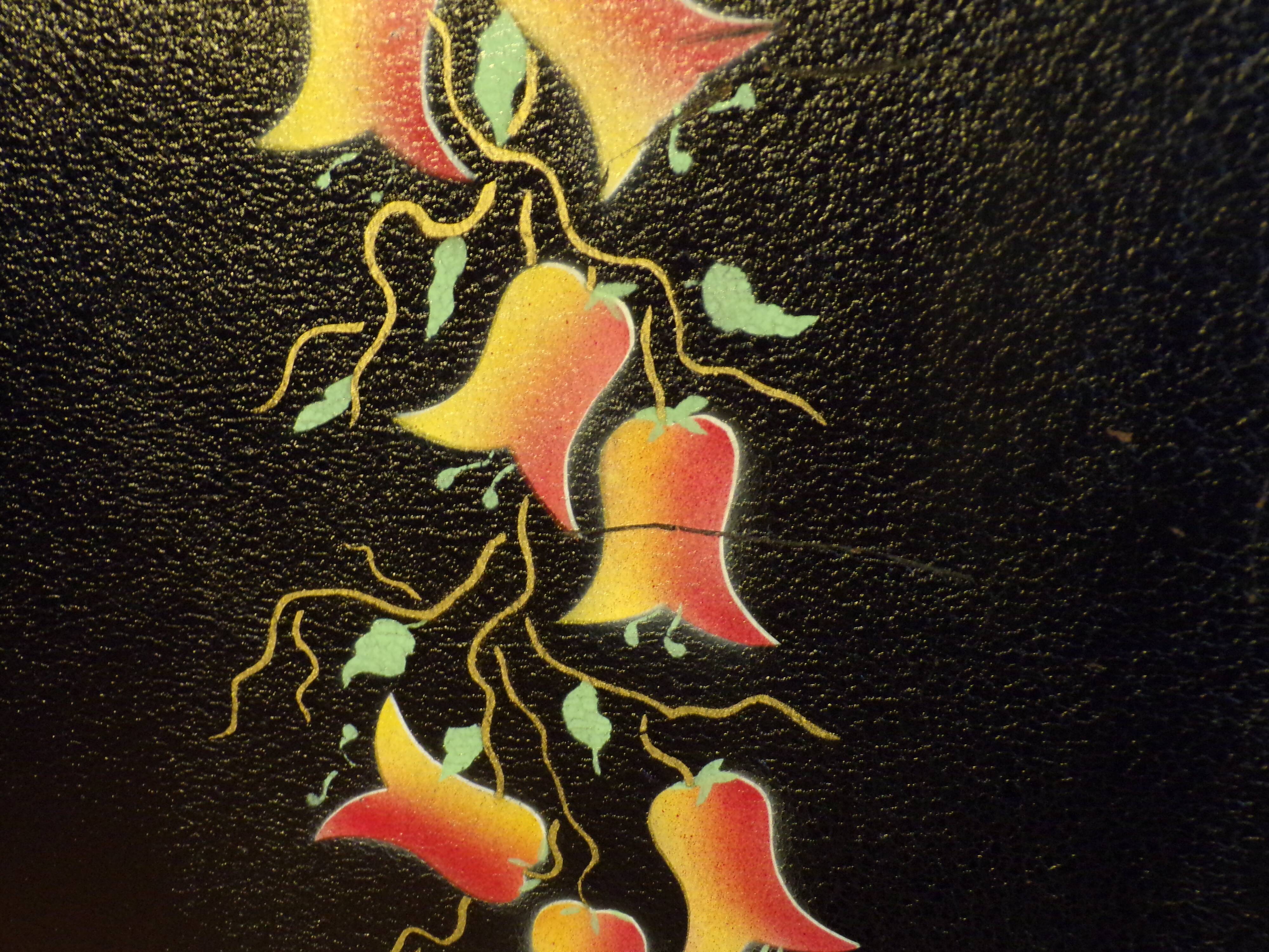 Old fireplace screen in painted sheet metal