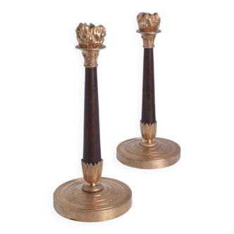 Pair of empire period candlesticks