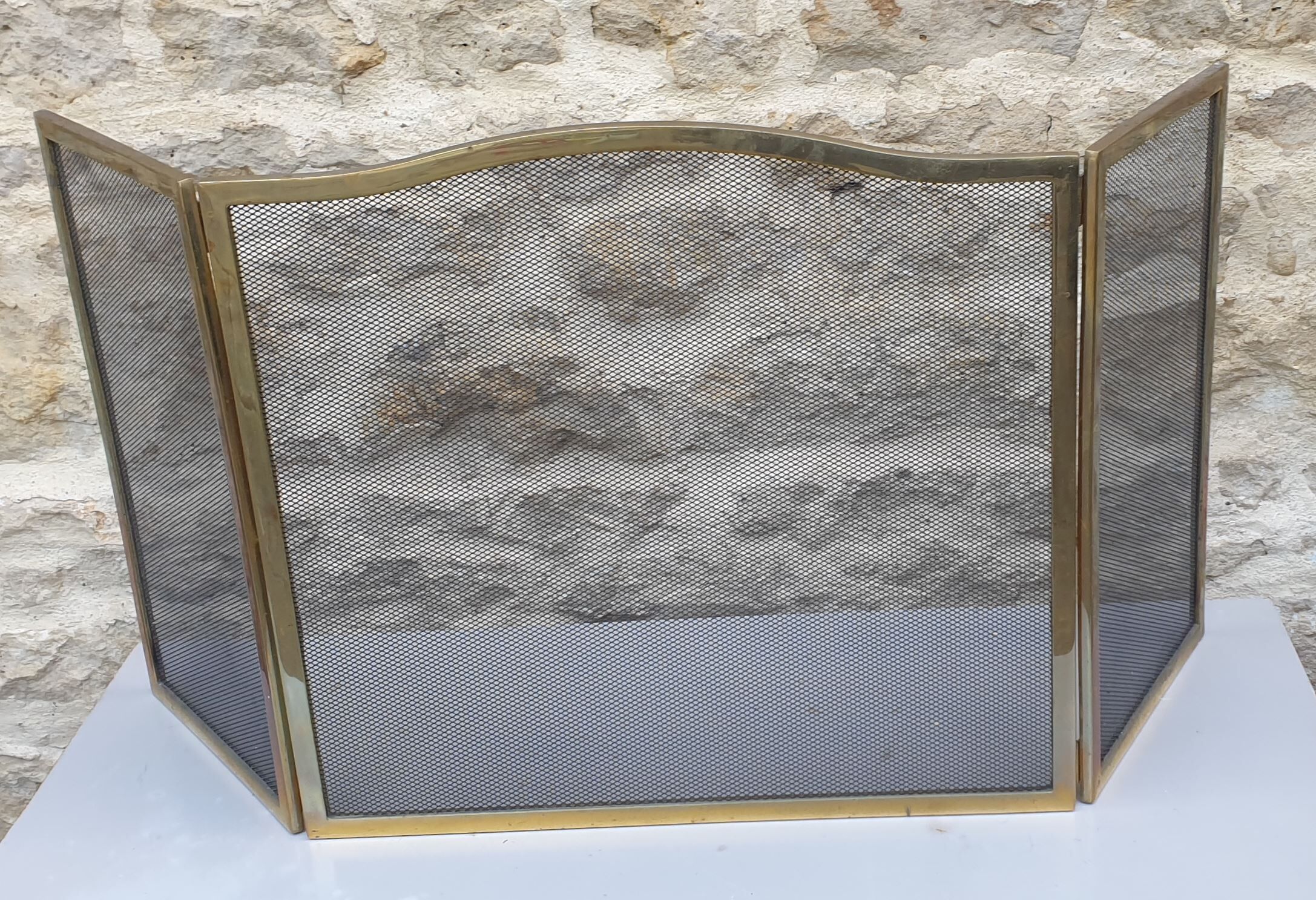 Solid brass and black metal firewall