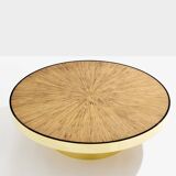 Bamboo and brass marquetry coffee table circa 1980