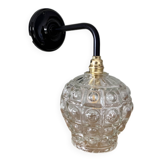 Vintage globe wall lamp in molded glass