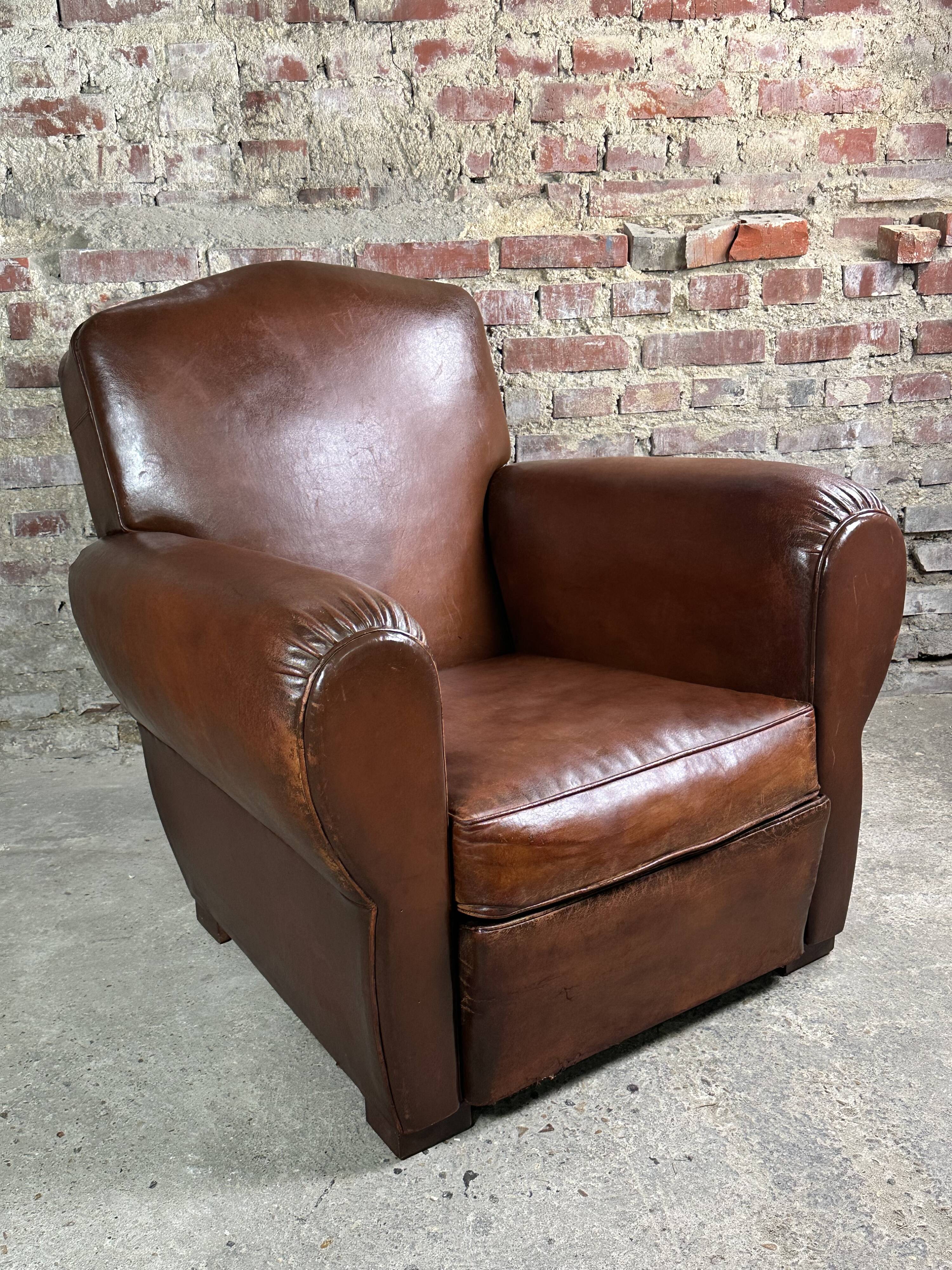 Club armchair leather 30s