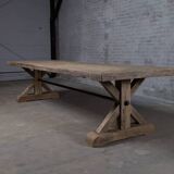 Old solid oak farmhouse table with star legs - length