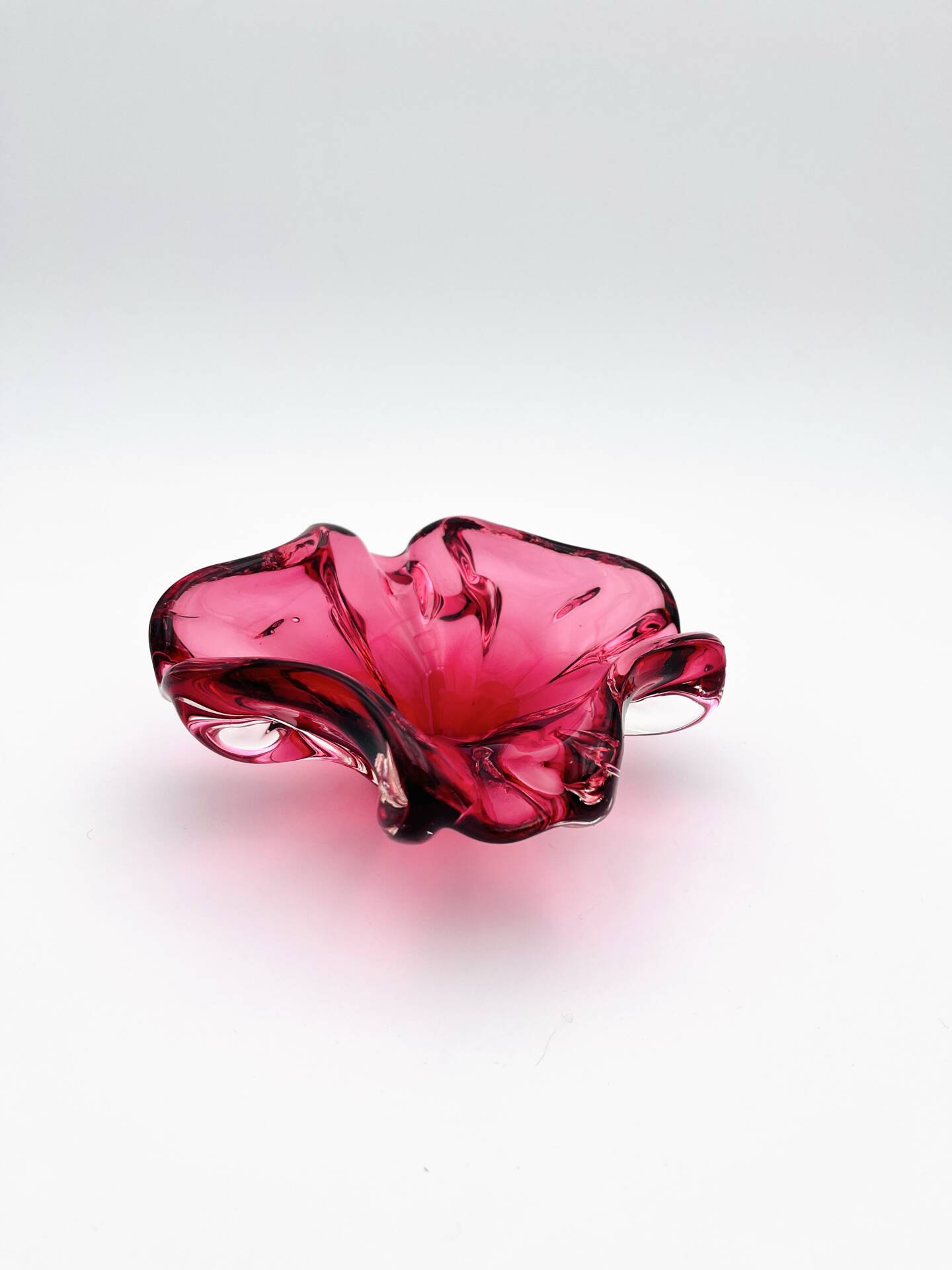 Murano Coupe Flavio Poli Sommerso Rubies & Original Pilon 17cm 1960
