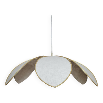 Flower suspension metal structure, 6 petals in sand linen