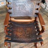 Vintage leather rocking chair by Angel Pazmino 1960