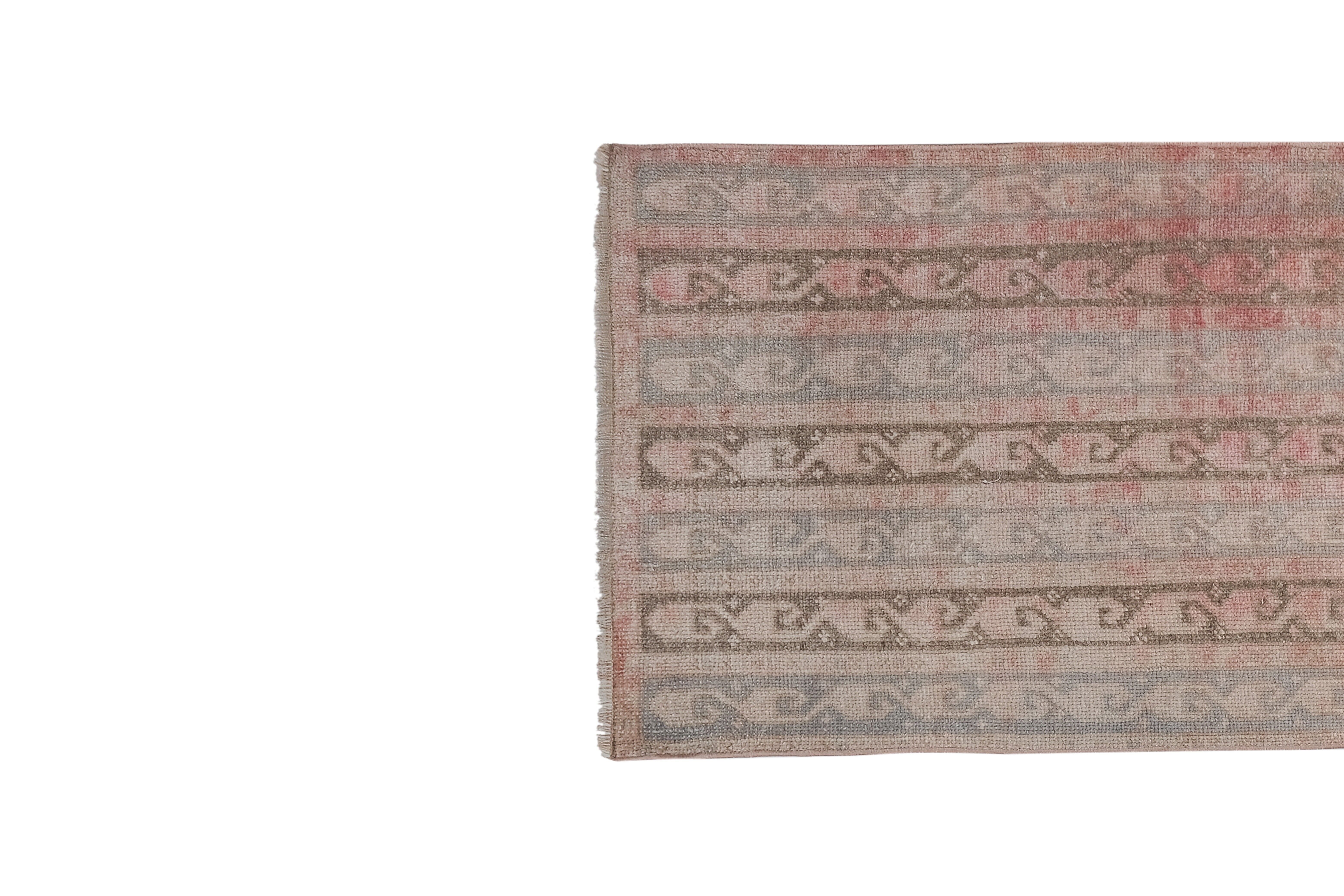 Vintage Turkish rug from Oushak, hand-woven 75x230 cm
