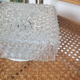 Square vintage ceiling lamp in molded glass
