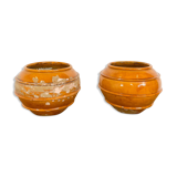 Set of 2 french glazed terracotta BIOT vases 19th century