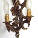 Pair Vintage French Bronze Double Wall Lights Acanthus Leaf & Flower Detail