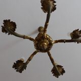 Bronze chandelier 5 branches leaf pattern