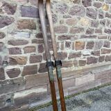 Pair of vintage wooden skis 1900-1920 mountain sport alsace chalet alps