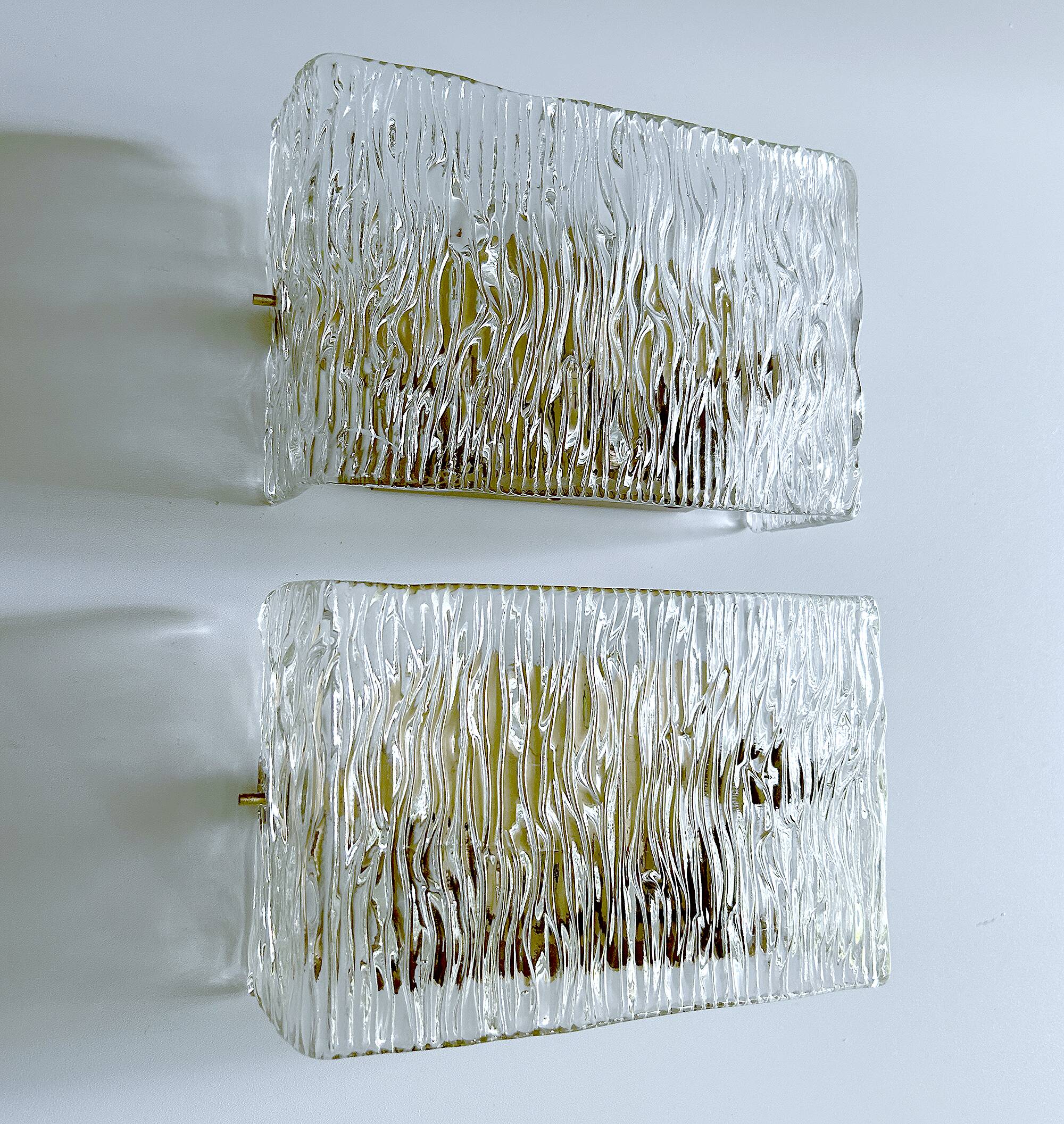 Pair of Vintage Kalmar Glass Sconces