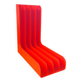 33 rpm vinyl record rack, in orange 70s plastic.