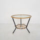 Rohe Noordwolde round glass and rattan side table, The Netherlands 1950's