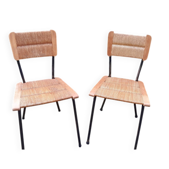 Wood and straw chairs