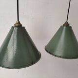 Enamelled sheet metal cone pendants