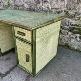 Large green rattan desk