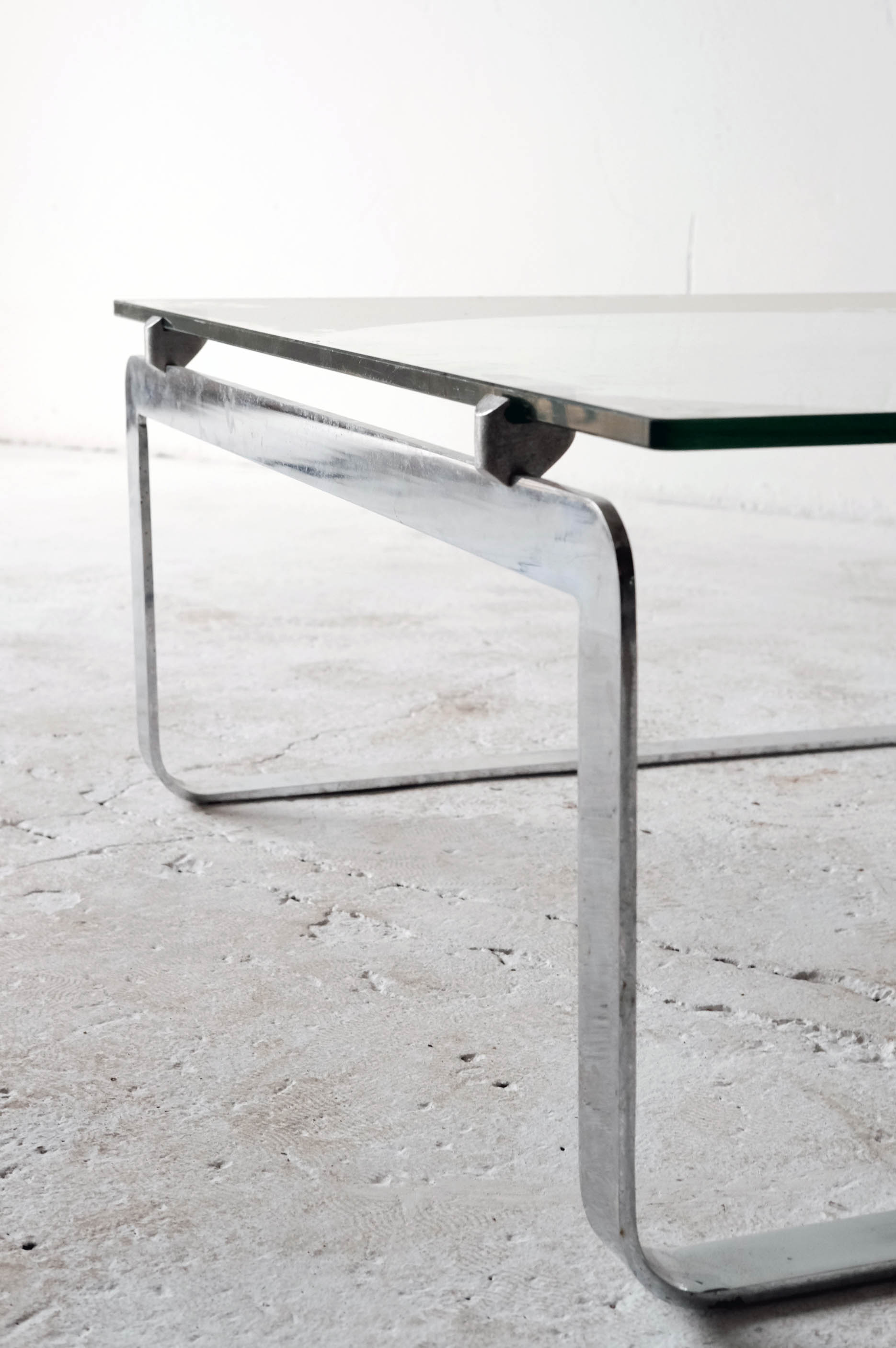 Coffe Table designed by Vittorio Introini, Steel and Glass, Italy, 1970s
