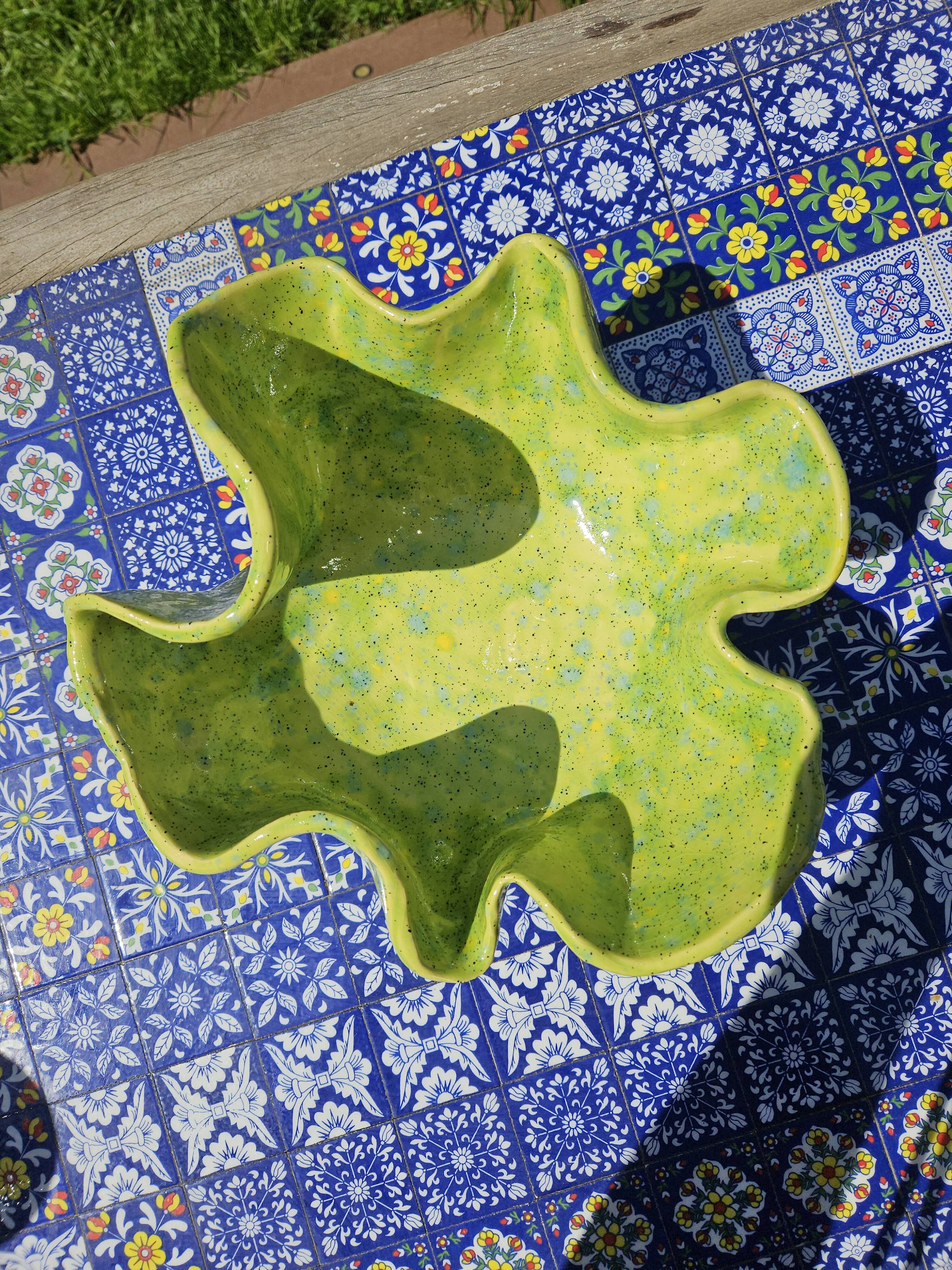 Frog ceramic fruit basket or salad bowl