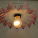 Old suspension lamp with parma pink frosted glass lampshade