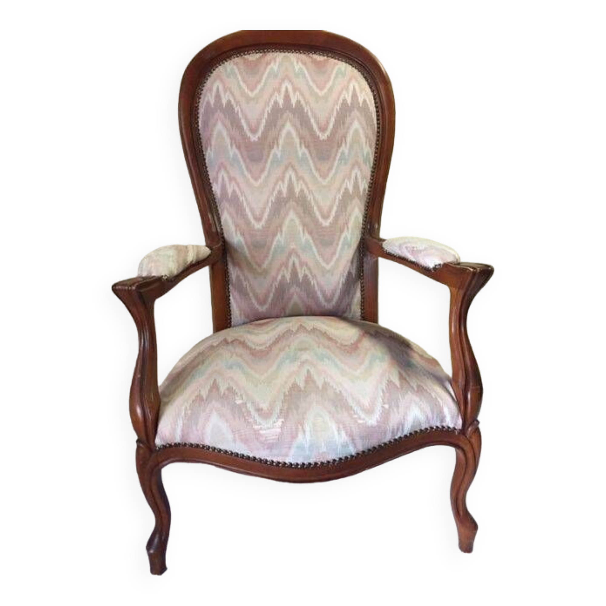 Large fauteuil voltaire "en violon" louis-philippe en noyer
