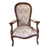 Large louis-philippe voltaire "violin" armchair in walnut
