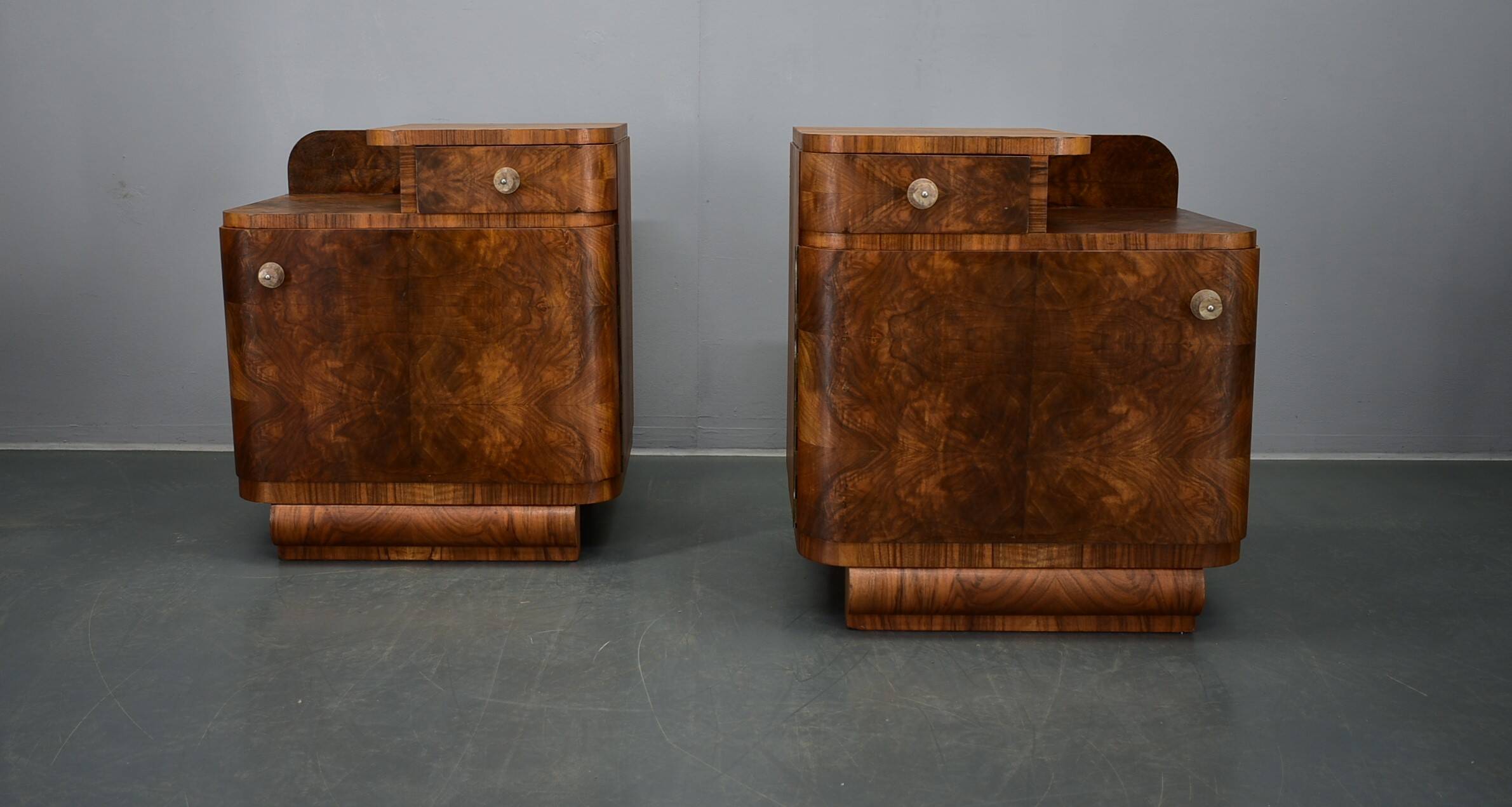 1935s Pair of Art Deco Bedside Tables, Czechoslovakia