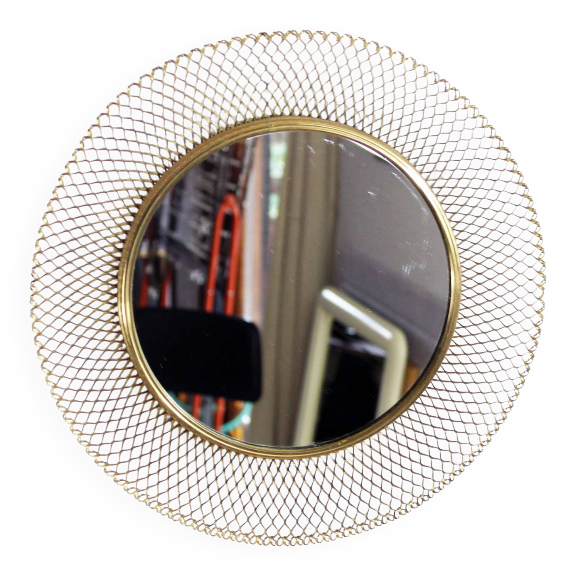 Round gold metal mirror