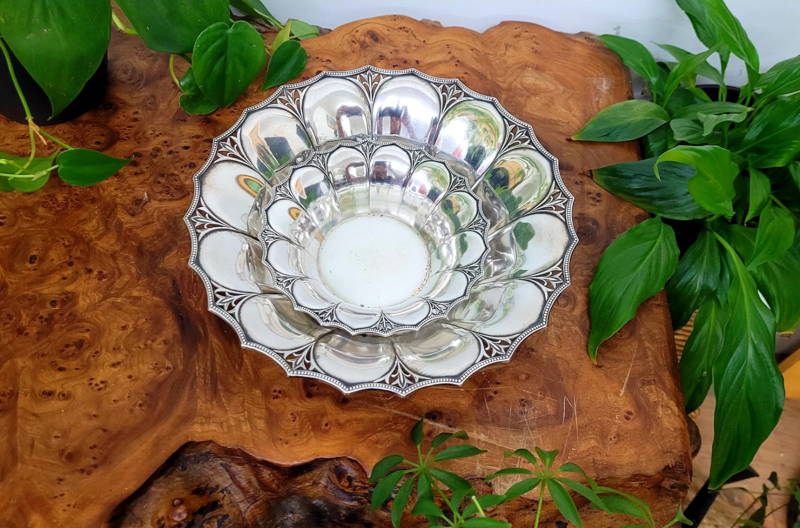Two silver metal cups