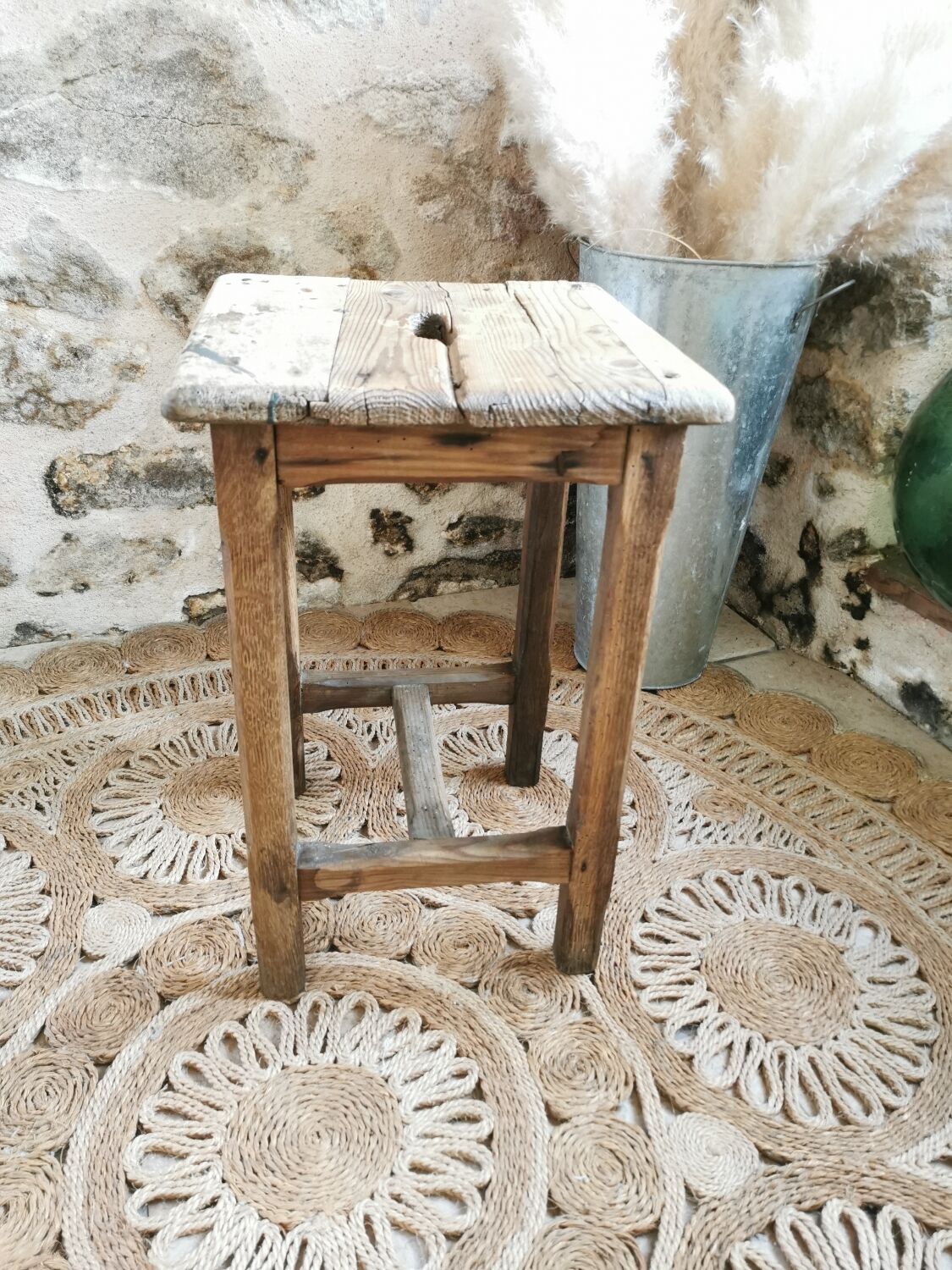 Wooden workshop stool