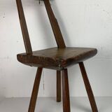 Chaise d'appoint brutaliste artisanale antique fabriquée à la main, style ferme néerlandais