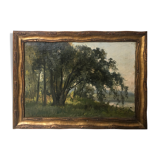 Painting "Riverside TreeScape" by Auguste Alfred Rubé (1815-1899)