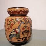 Terracota vase Arno Montopoli Italy 30s decorated with Peacocks