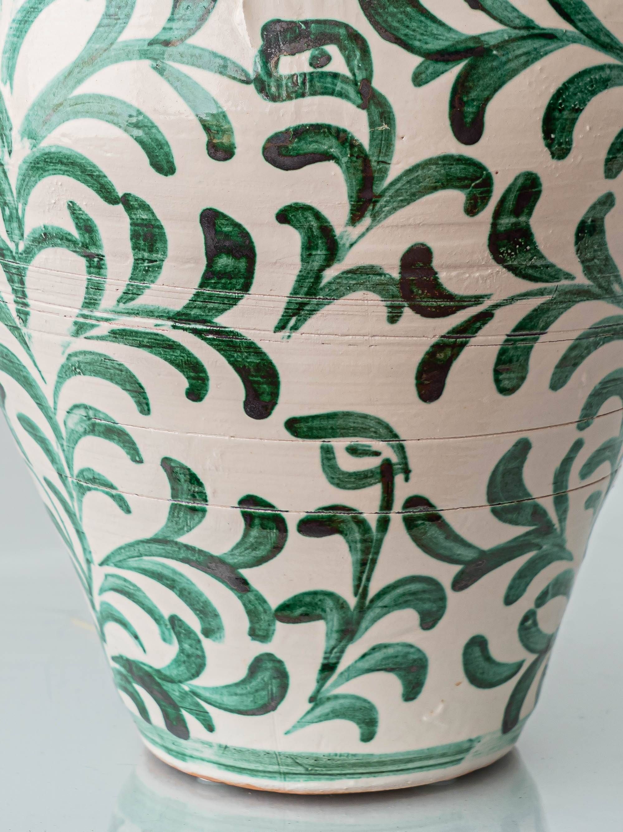 Spanish Revival Ceramic Table Lamp Pair from Granada, New Linen Lampshades