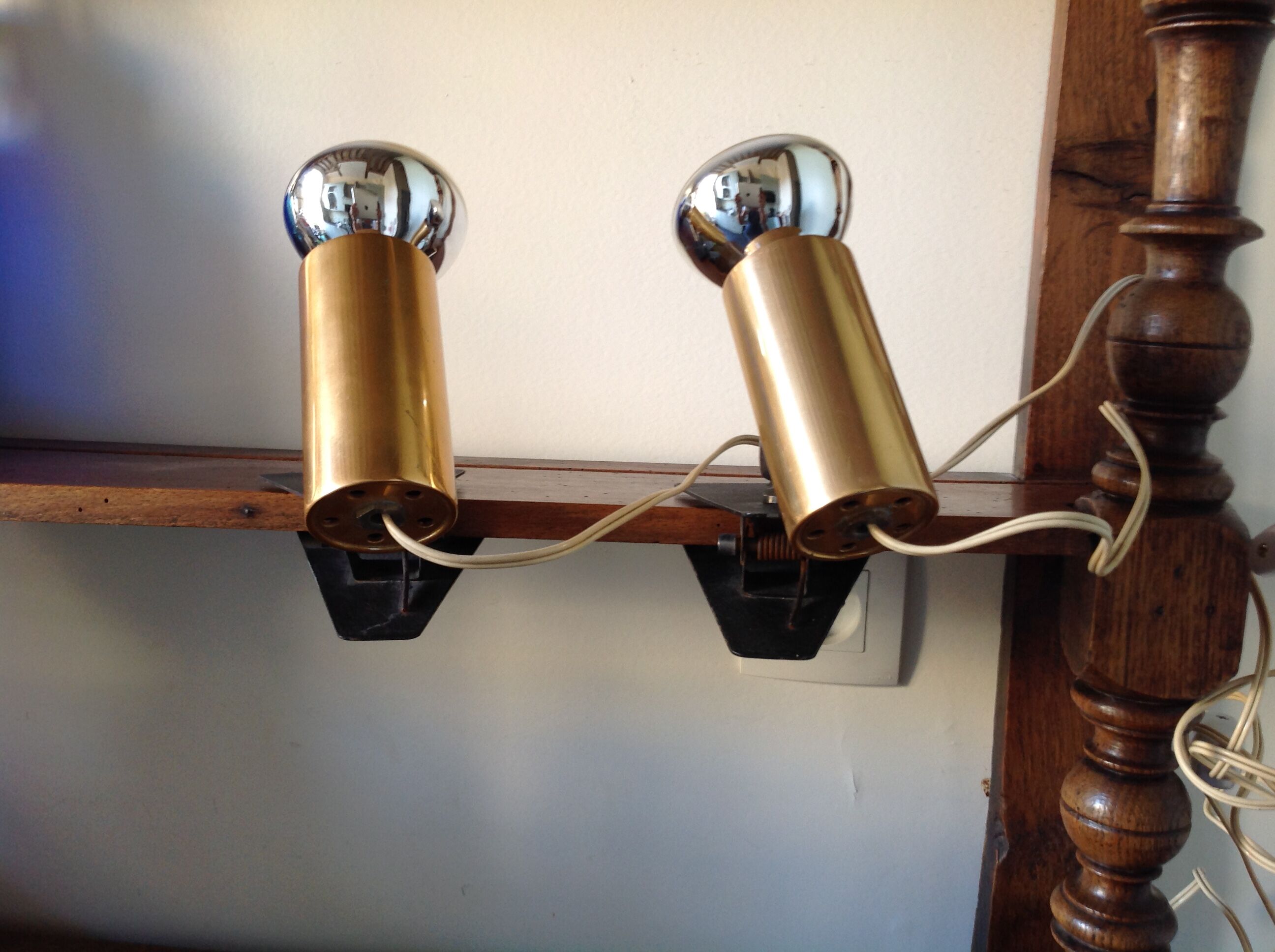 Paire de lampes spots à pince, vintage, années 70