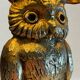 Vintage owl lamp in gold metal – Deknudt – Hollywood Regency style