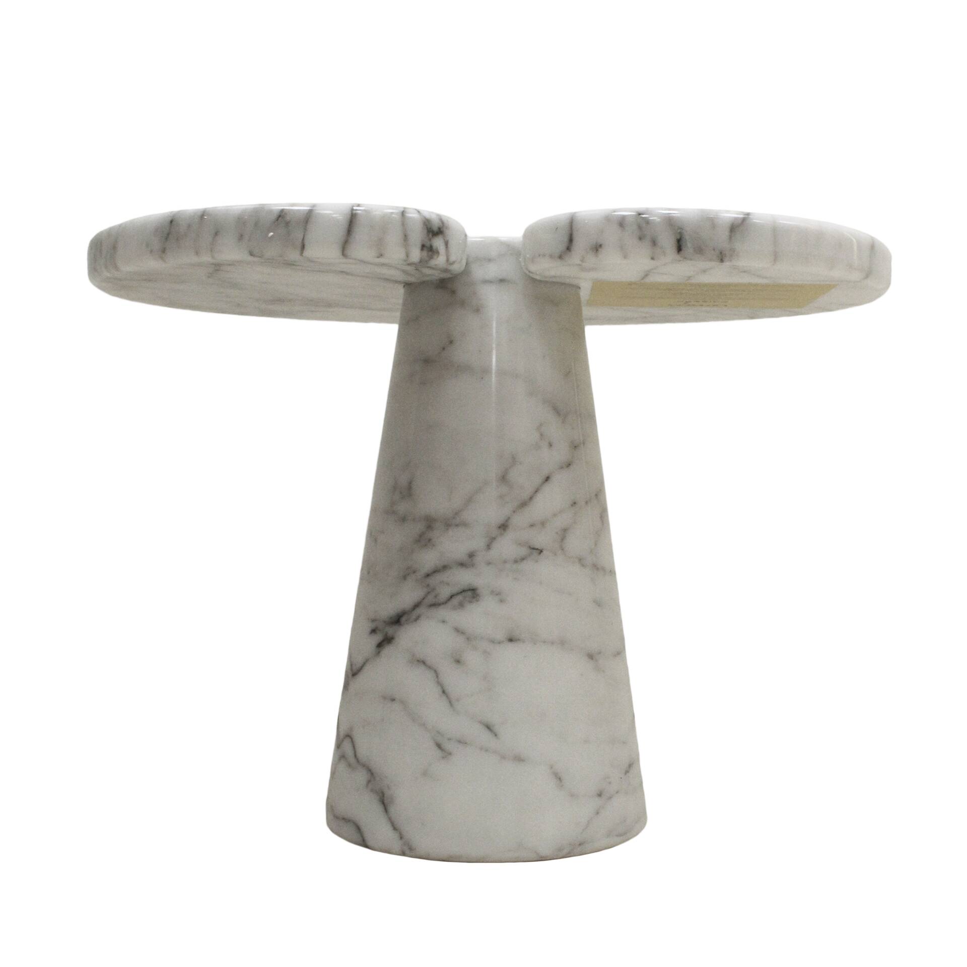 Original Angelo Mangiarotti Italian "Eros" Carrara Marble Side Tables
