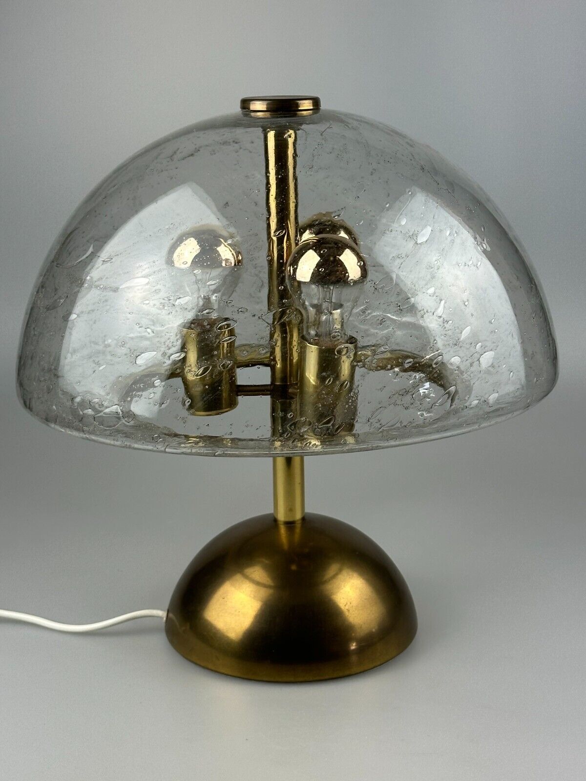 60s 70s table lamp by Doria Leuchten Germany glass brass Space Age