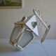 Vintage 1950 wall lamp lantern in wrought iron and glass