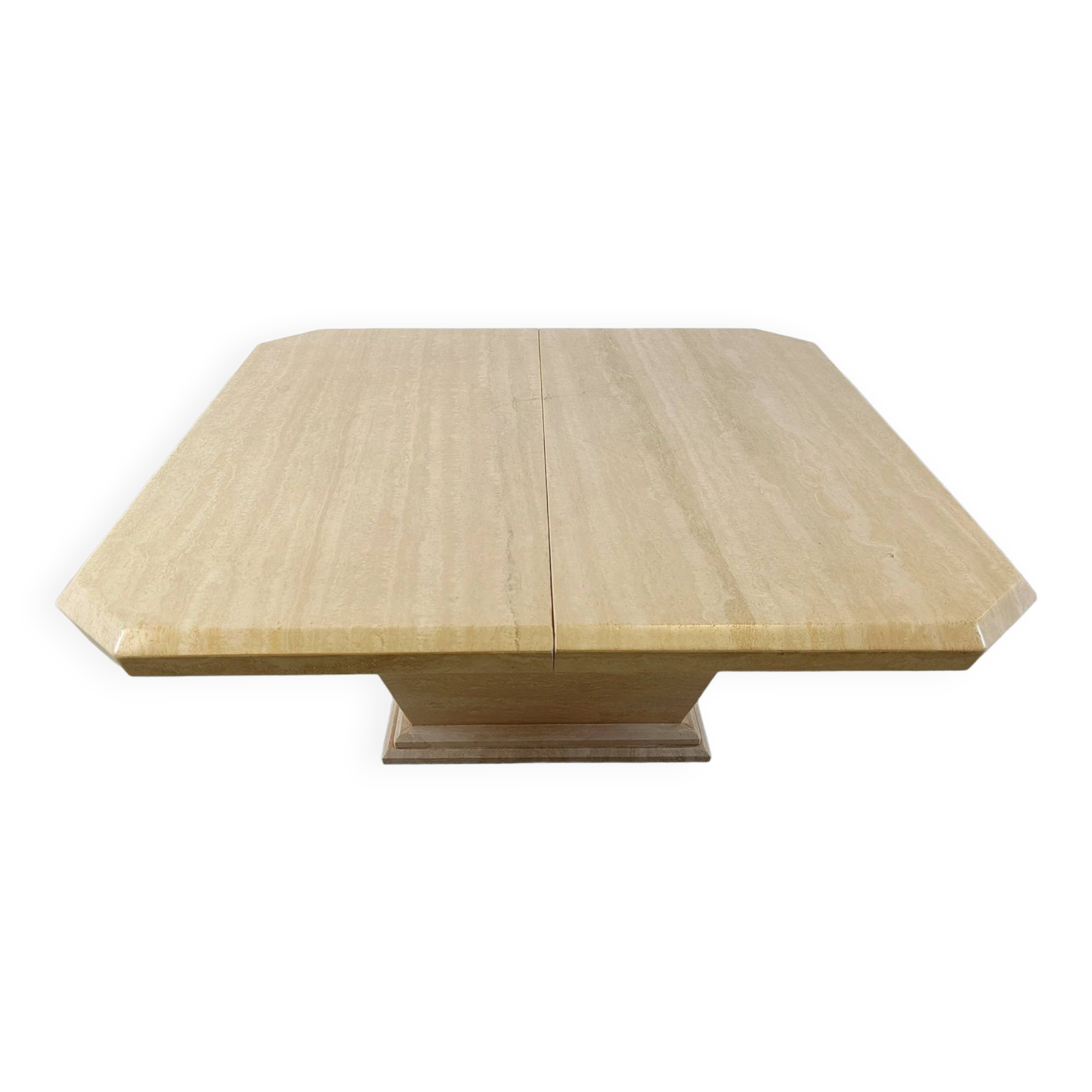 Vintage hidden bar coffee table in travertine, 1970s