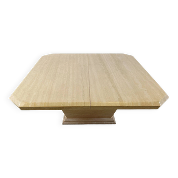 Vintage hidden bar coffee table in travertine, 1970s