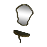Miroir et console en bois doré