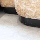 Beige chenille sectional sofa, 3 pieces, 1970s